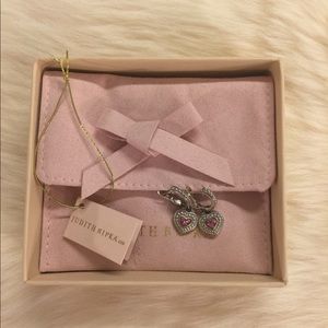 Judith Ripka Pink Sapphire 925/18K Heart Earrings